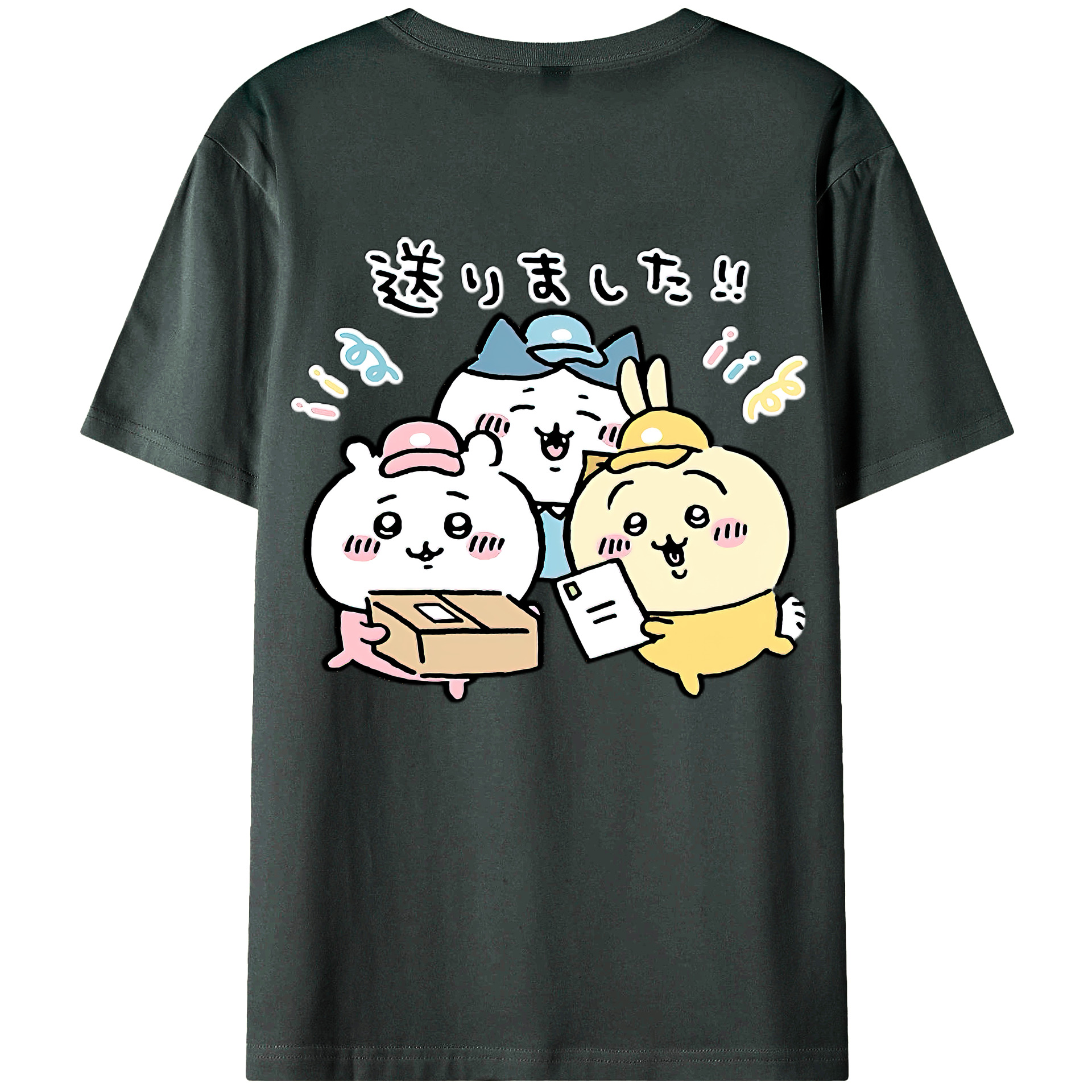 （画像用） ちいかわ ハチワレ Chii-kawa hachiware 綿100％ メンズ半袖Tシャツ（バックプリント） 通気性